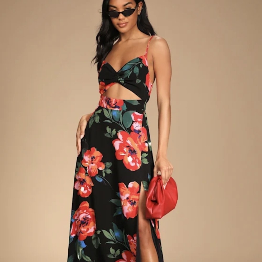Floral Cutout Maxi Dress